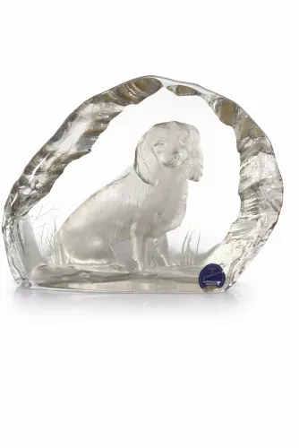 RARE, vintage Dartington Crystal Capredoni Cavalier King Charles Spaniel Paperweight 