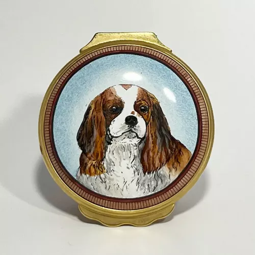 Halcyon Days Enamels Blenheim Cavalier Pill Box